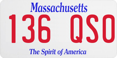 MA license plate 136QS0