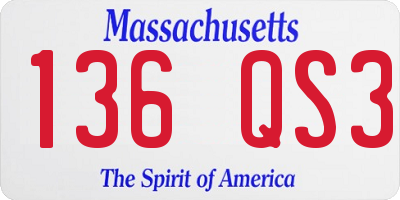 MA license plate 136QS3