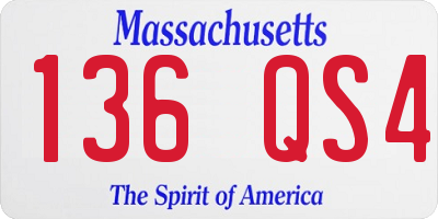 MA license plate 136QS4