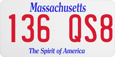 MA license plate 136QS8