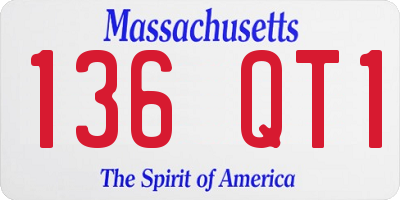 MA license plate 136QT1