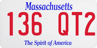 MA license plate 136QT2