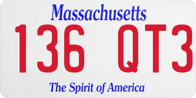 MA license plate 136QT3