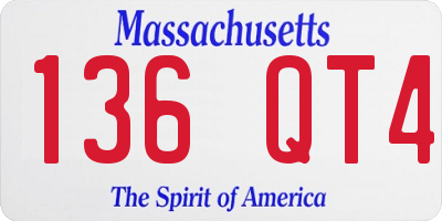 MA license plate 136QT4