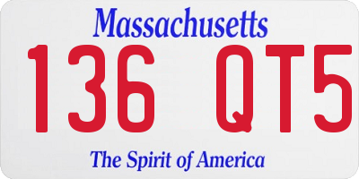 MA license plate 136QT5