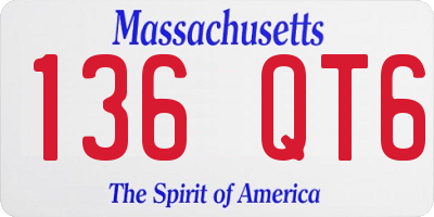 MA license plate 136QT6