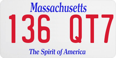 MA license plate 136QT7