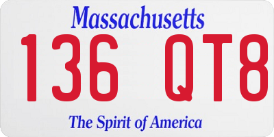 MA license plate 136QT8