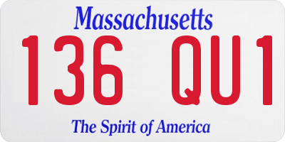 MA license plate 136QU1