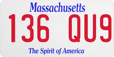 MA license plate 136QU9