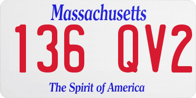 MA license plate 136QV2