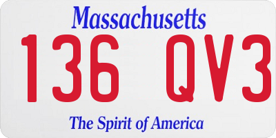 MA license plate 136QV3