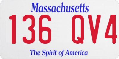 MA license plate 136QV4