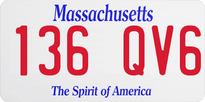 MA license plate 136QV6