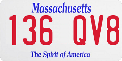 MA license plate 136QV8