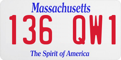 MA license plate 136QW1