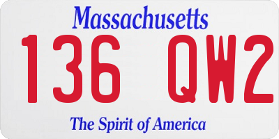 MA license plate 136QW2