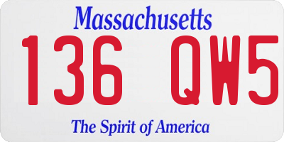MA license plate 136QW5