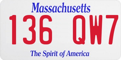 MA license plate 136QW7