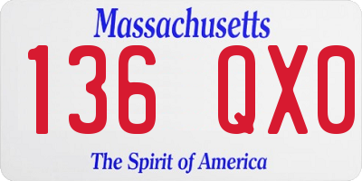 MA license plate 136QX0