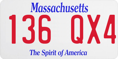 MA license plate 136QX4