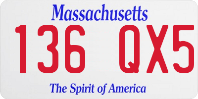 MA license plate 136QX5