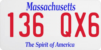 MA license plate 136QX6