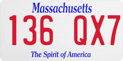 MA license plate 136QX7