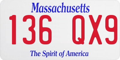 MA license plate 136QX9