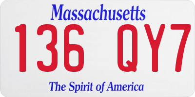 MA license plate 136QY7