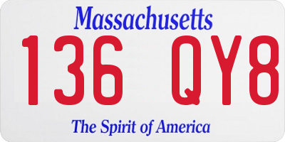 MA license plate 136QY8