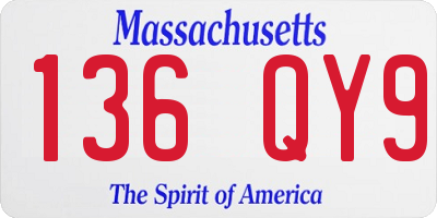 MA license plate 136QY9