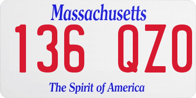 MA license plate 136QZ0