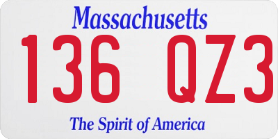 MA license plate 136QZ3