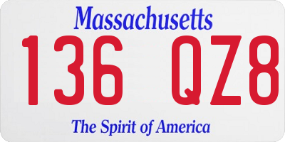 MA license plate 136QZ8