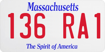 MA license plate 136RA1