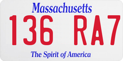 MA license plate 136RA7