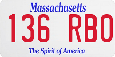 MA license plate 136RB0