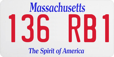MA license plate 136RB1