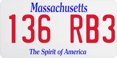 MA license plate 136RB3