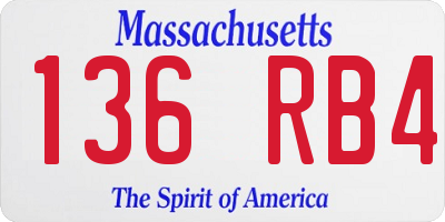 MA license plate 136RB4