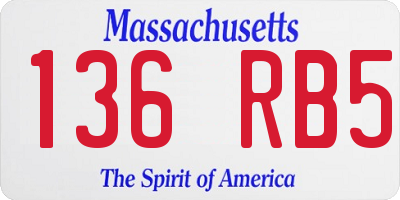 MA license plate 136RB5