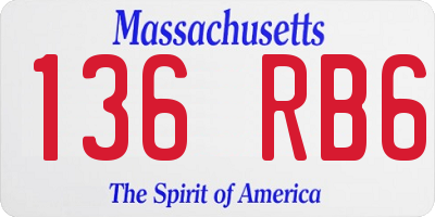 MA license plate 136RB6
