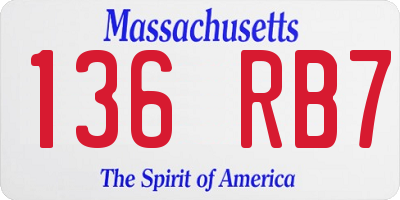 MA license plate 136RB7