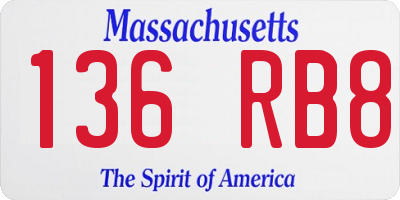 MA license plate 136RB8