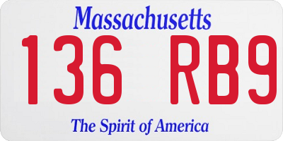 MA license plate 136RB9