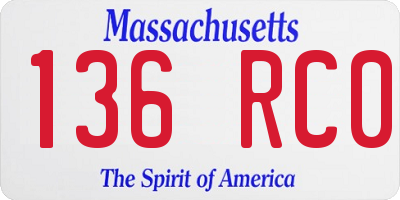 MA license plate 136RC0