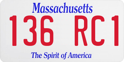 MA license plate 136RC1