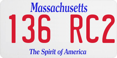 MA license plate 136RC2
