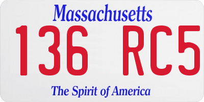 MA license plate 136RC5